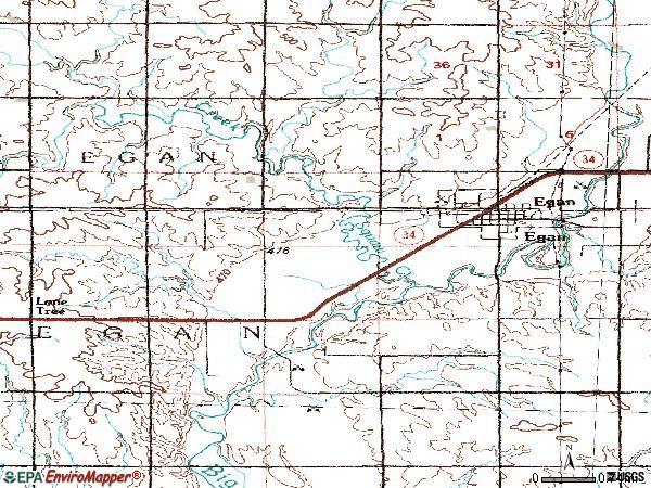 Zip code 57024 topographic map