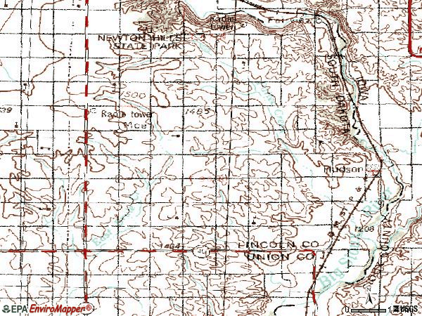 Zip code 57034 topographic map
