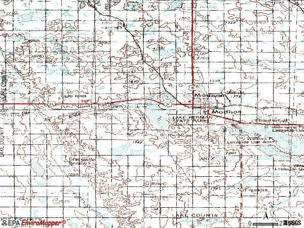 Zip code 57042 topographic map