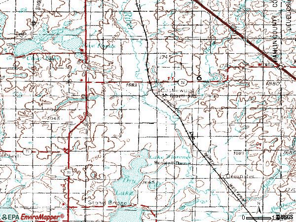 Zip code 57223 topographic map