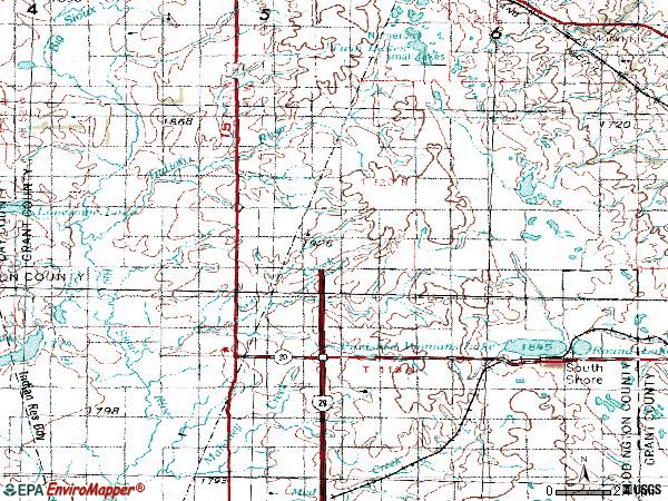 Zip code 57263 topographic map
