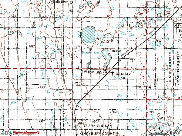 Zip code 57278 topographic map