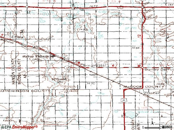 Zip code 57319 topographic map