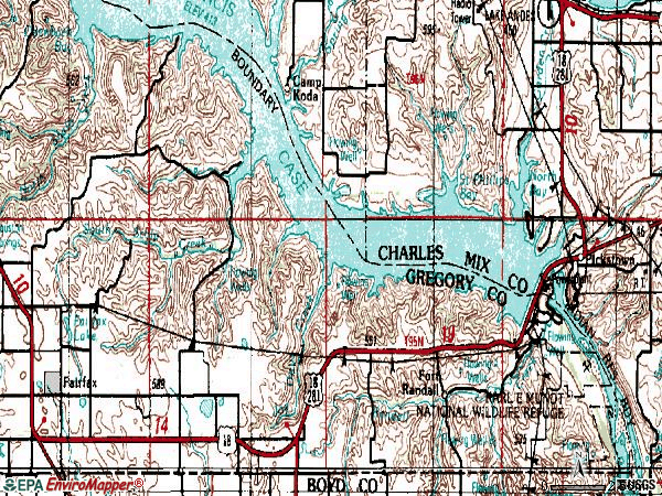 Zip code 57335 topographic map