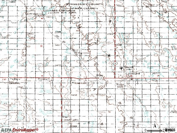 Zip code 57349 topographic map