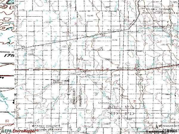 Zip code 57353 topographic map