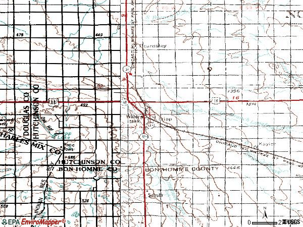 Zip code 57376 topographic map