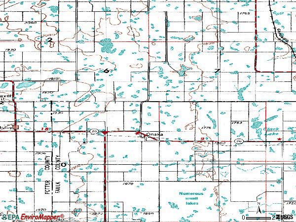 Zip code 57466 topographic map