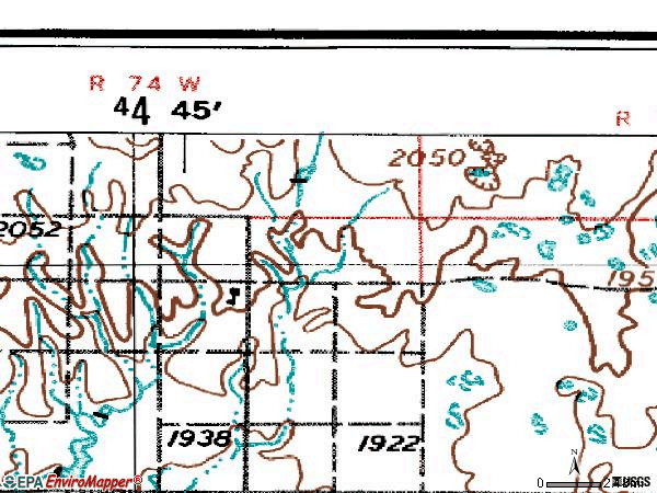 Zip code 57467 topographic map