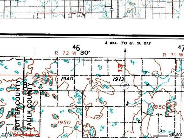 Zip code 57469 topographic map