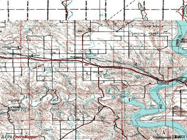 Zip code 57569 topographic map