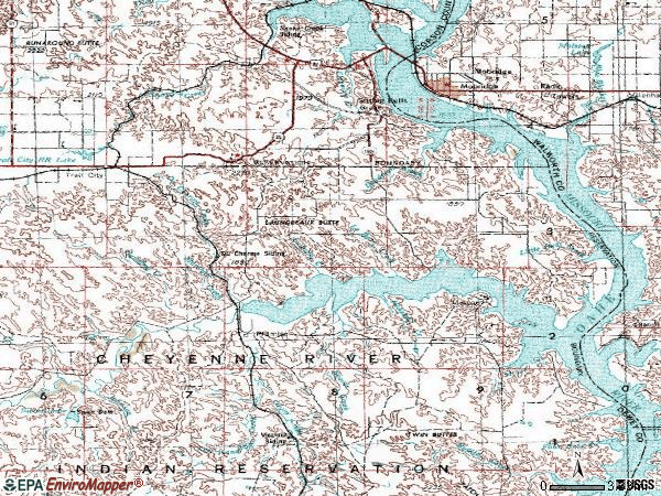 Zip code 57601 topographic map