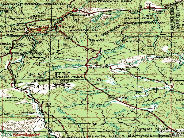 Zip code 57732 topographic map