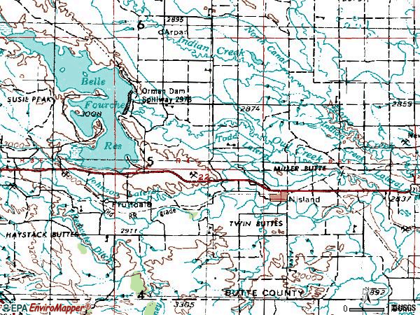 Zip code 57762 topographic map