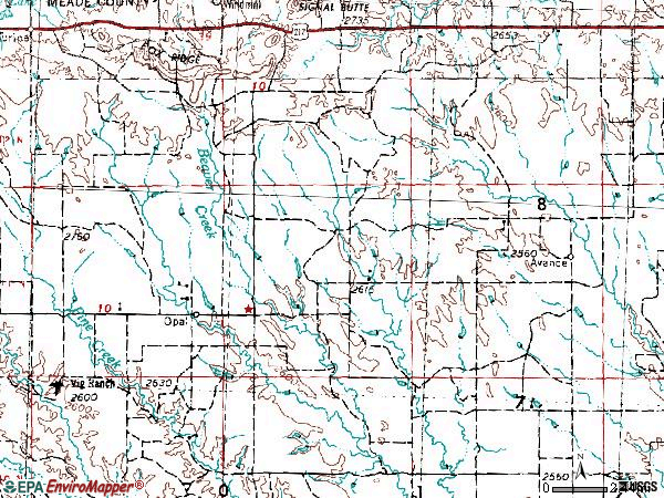 Zip code 57765 topographic map
