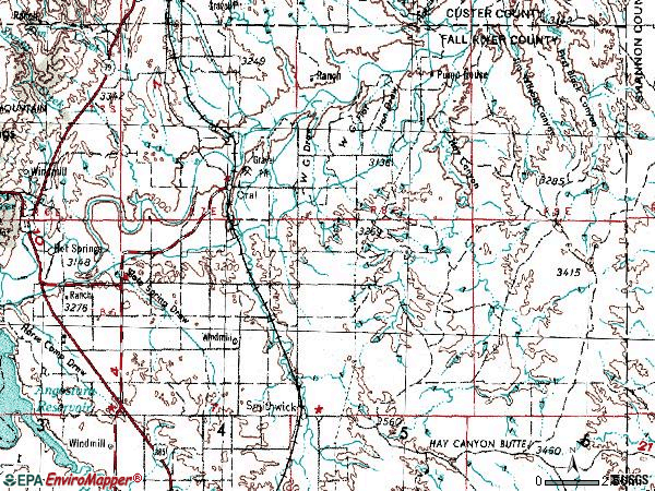 Zip code 57766 topographic map