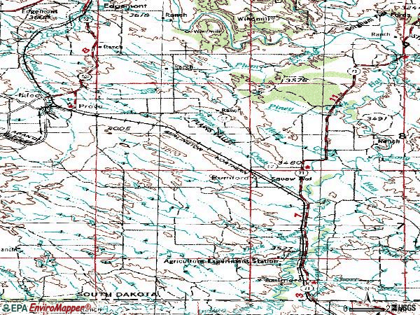 Zip code 57774 topographic map
