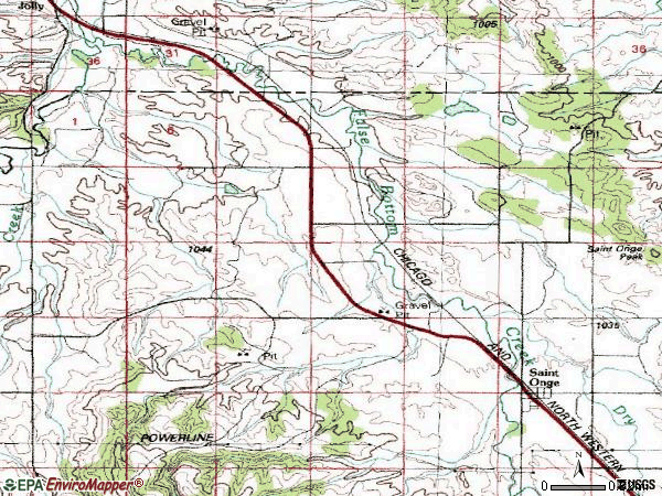Zip code 57779 topographic map