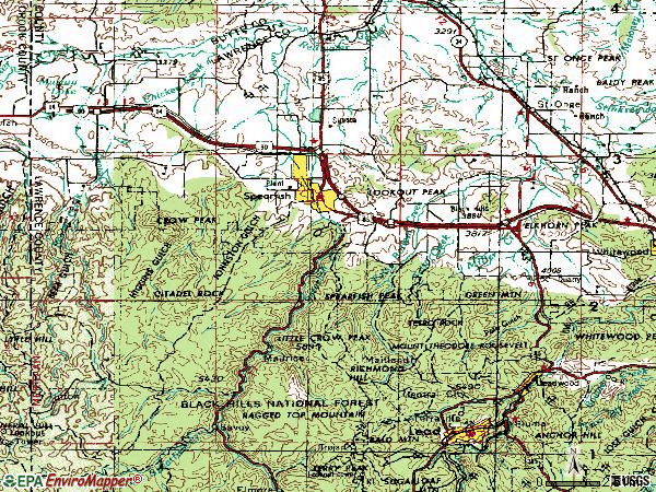 Zip code 57783 topographic map