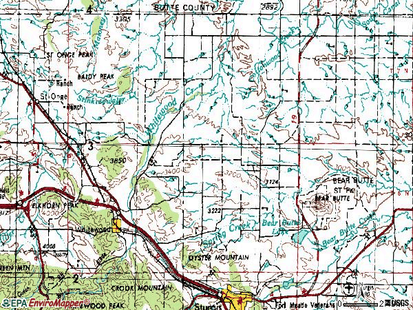 Zip code 57793 topographic map