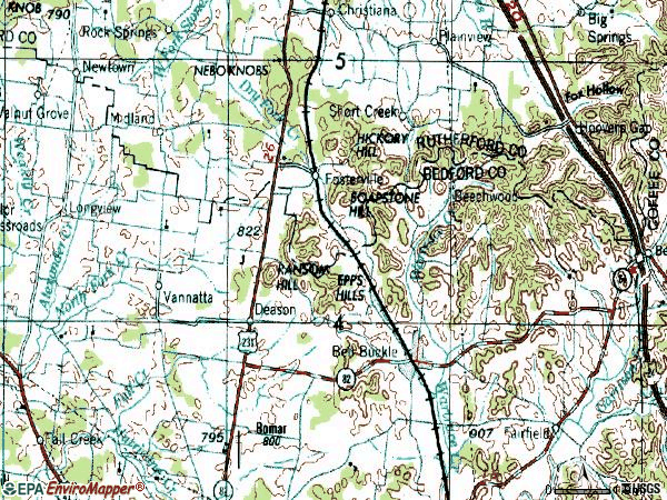 Zip code 37020 topographic map