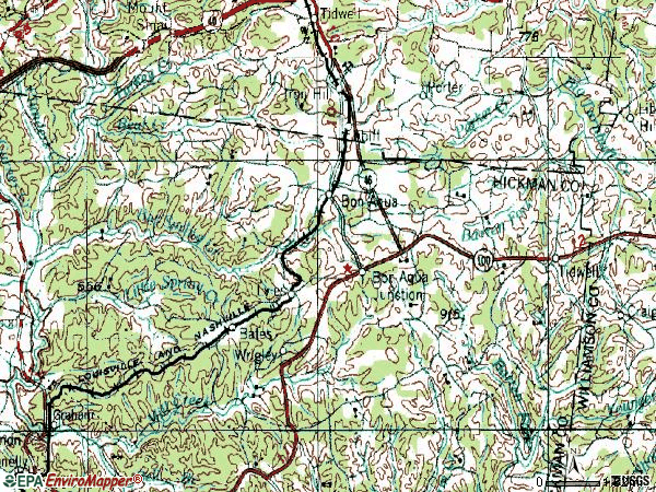Zip code 37025 topographic map