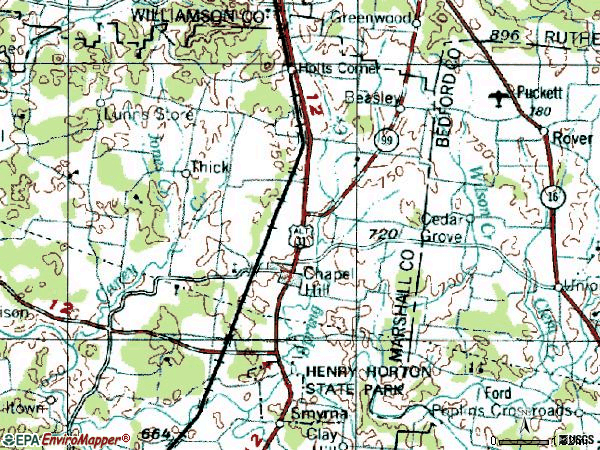 Zip code 37034 topographic map