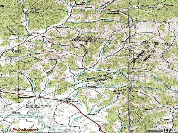 Zip code 37057 topographic map