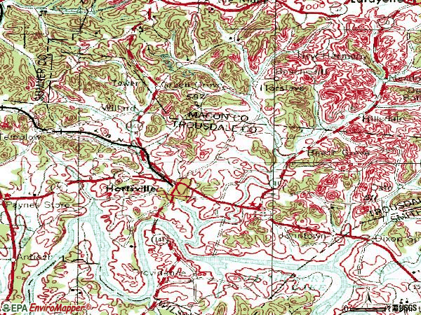 Zip code 37074 topographic map