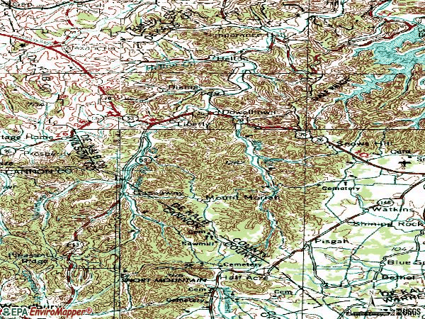 Zip code 37095 topographic map
