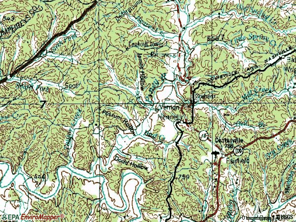 Zip code 37137 topographic map