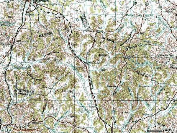 Zip code 37144 topographic map