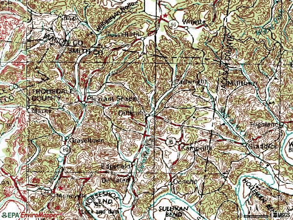 Zip code 37145 topographic map