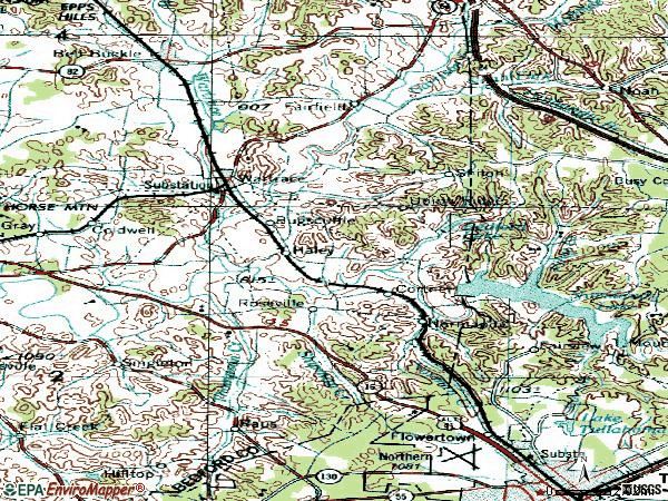 Zip code 37183 topographic map