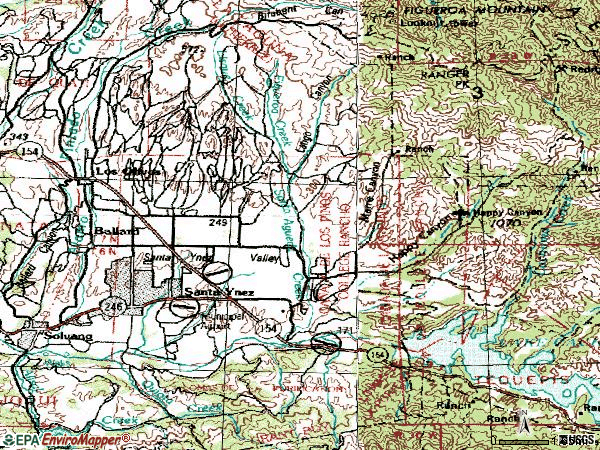 Zip code 93460 topographic map