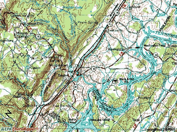 Zip code 37321 topographic map