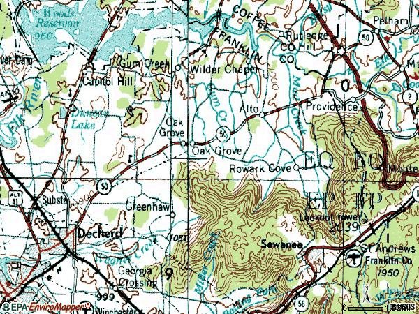 Zip code 37324 topographic map