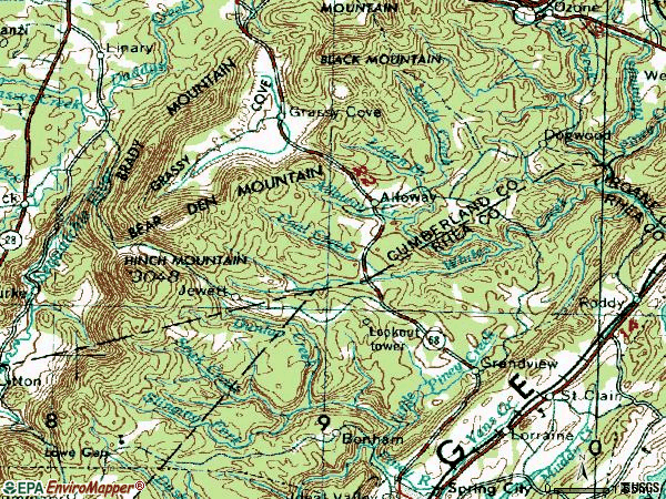 Zip code 37337 topographic map