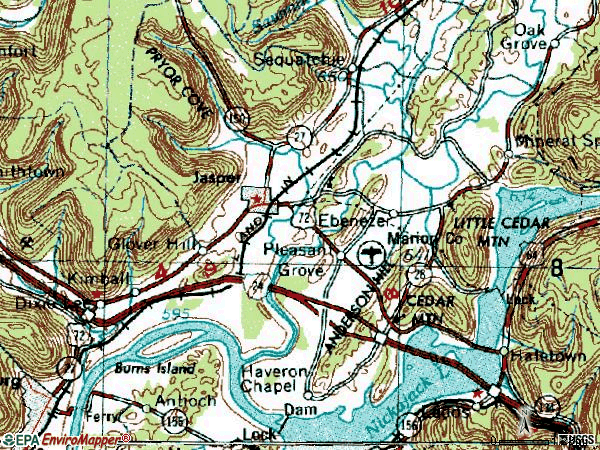 Zip code 37347 topographic map