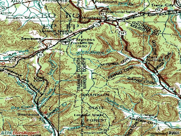 Zip code 37375 topographic map