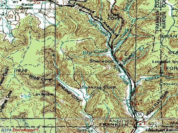 Zip code 37376 topographic map