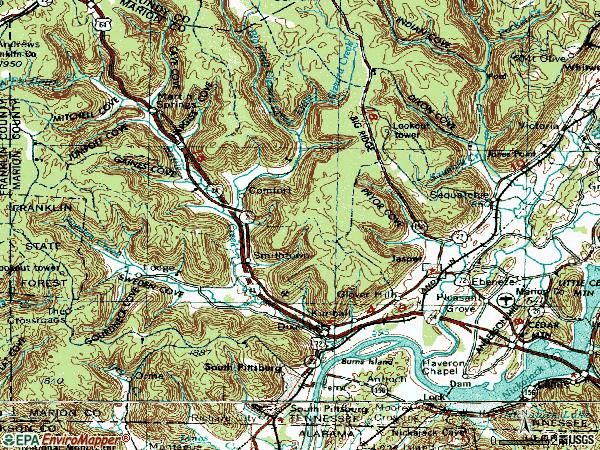 Zip code 37380 topographic map