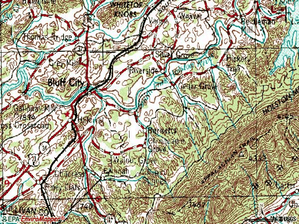 Zip code 37618 topographic map