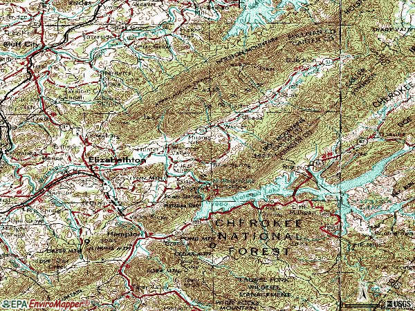 Zip code 37643 topographic map