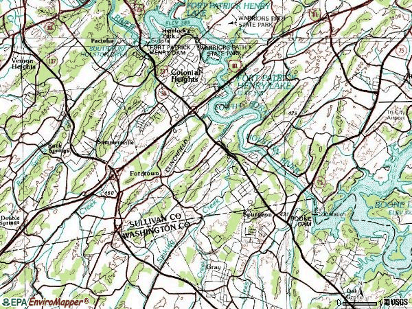 Zip code 37663 topographic map