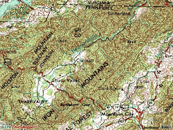 Zip code 37688 topographic map