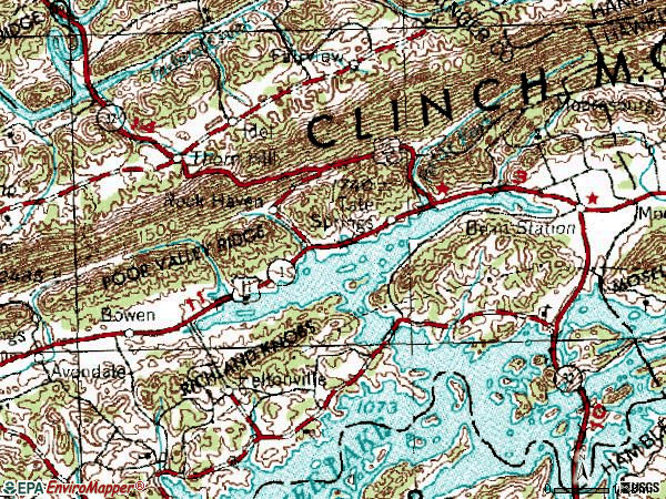 Zip code 37708 topographic map