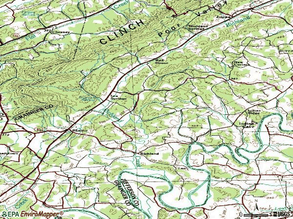 Zip code 37709 topographic map