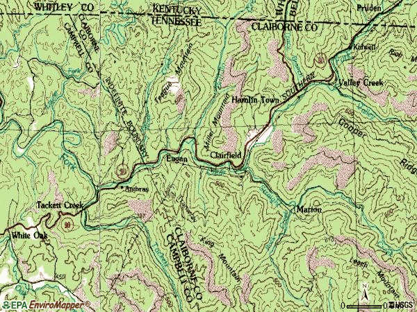 Zip code 37715 topographic map