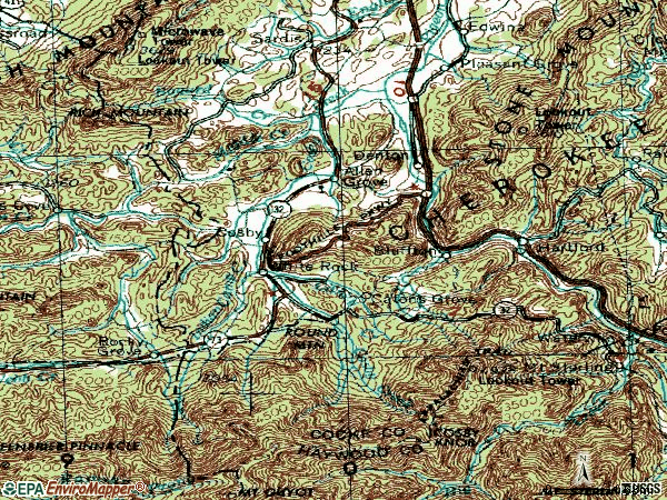 Zip code 37722 topographic map